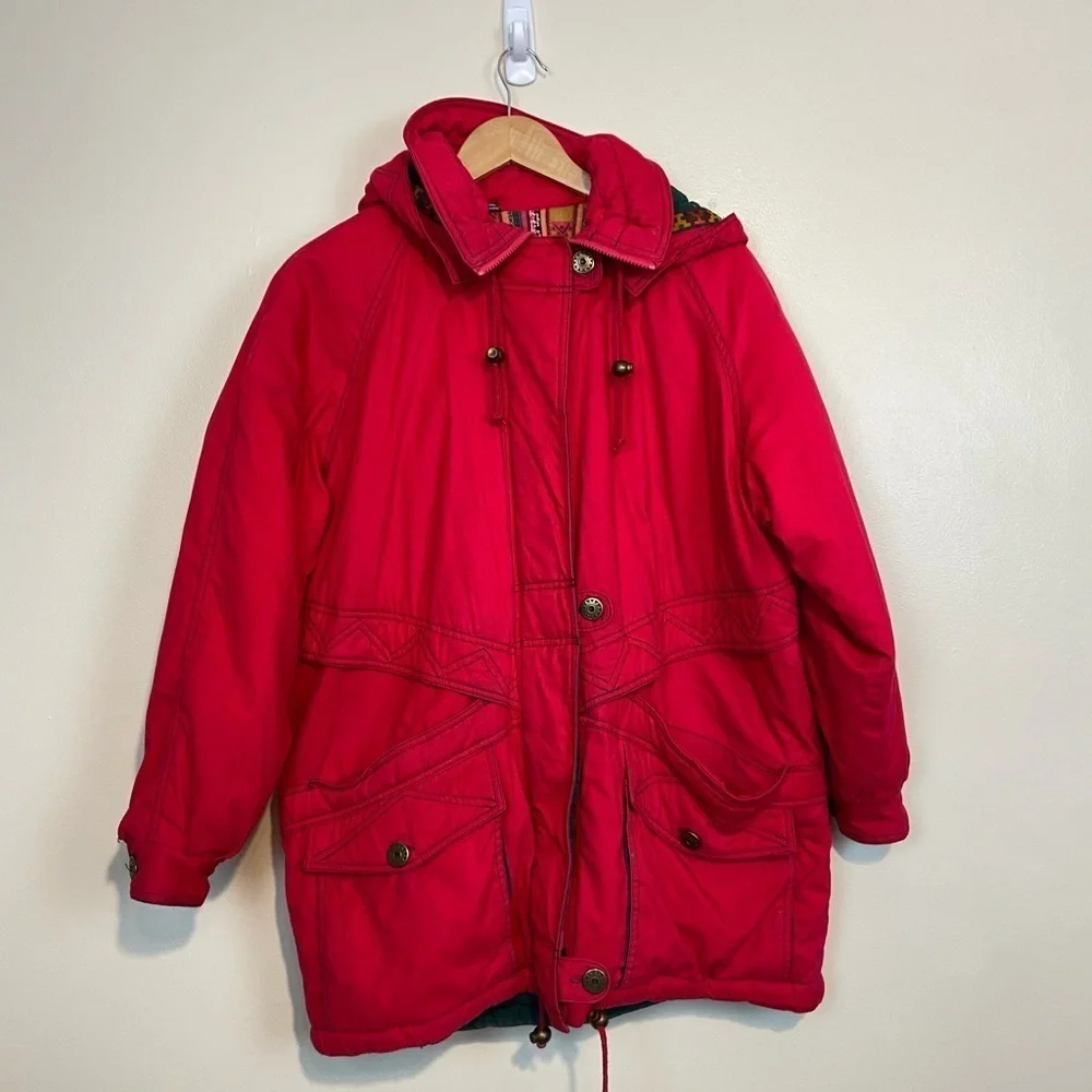 Vintage Boho Dash Pink Quilted Parka Jacket